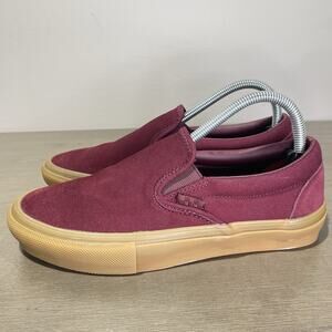 Vans NEW Womens 8.5 Mens 7 Skate Slip On Shoes Maroon Gum Suede Port Pop Cush